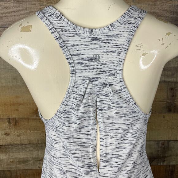Lululemon Salute The Sun Tank Top Tie Back Tiger Space Dye Black White SZ 8 - Picture 4 of 10